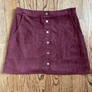 Red suede skirt